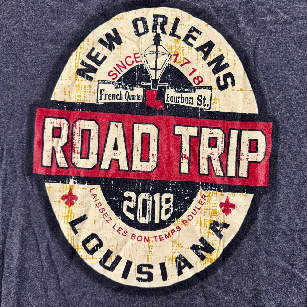 Gildan T-Shirt Unisex Large Blue New Orleans Road Trip 2018 Graphic Streetwear - Picture 8 of 8